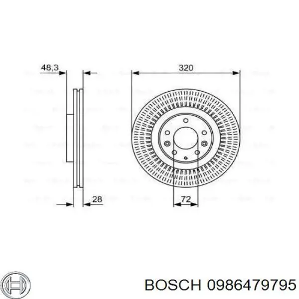 0 986 479 795 Bosch disco de freno delantero