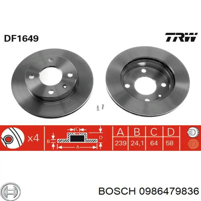 Freno de disco delantero Ford Escort 4 GAF, AWF, ABFT