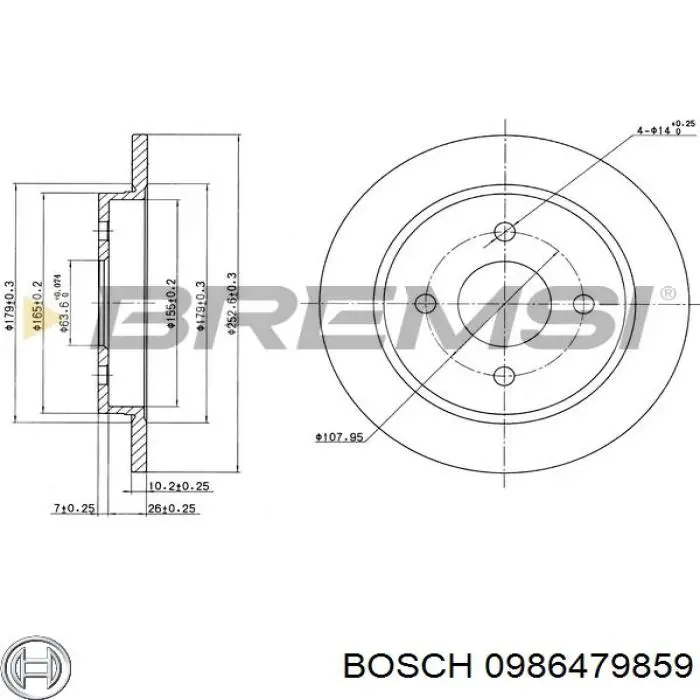 Disco de freno trasero Ford Sierra 1 GBC