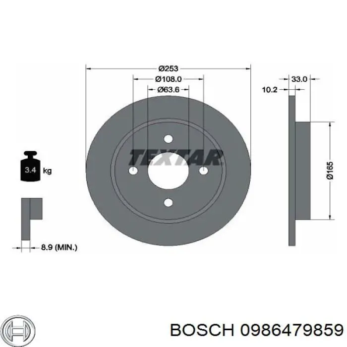 Disco de freno trasero Ford Sierra 1 GBC
