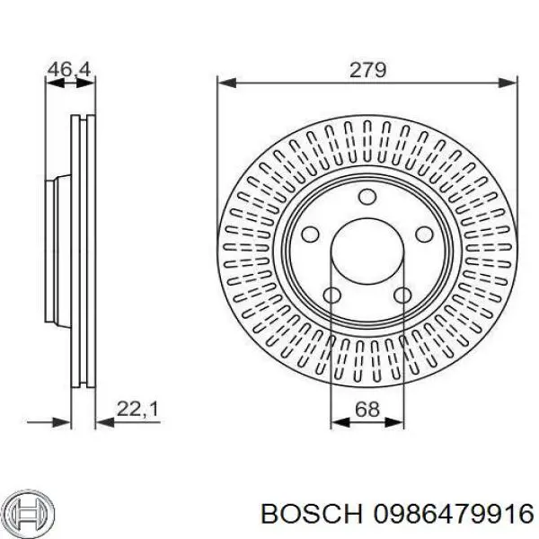 Disco de freno delantero Bosch 0986479916