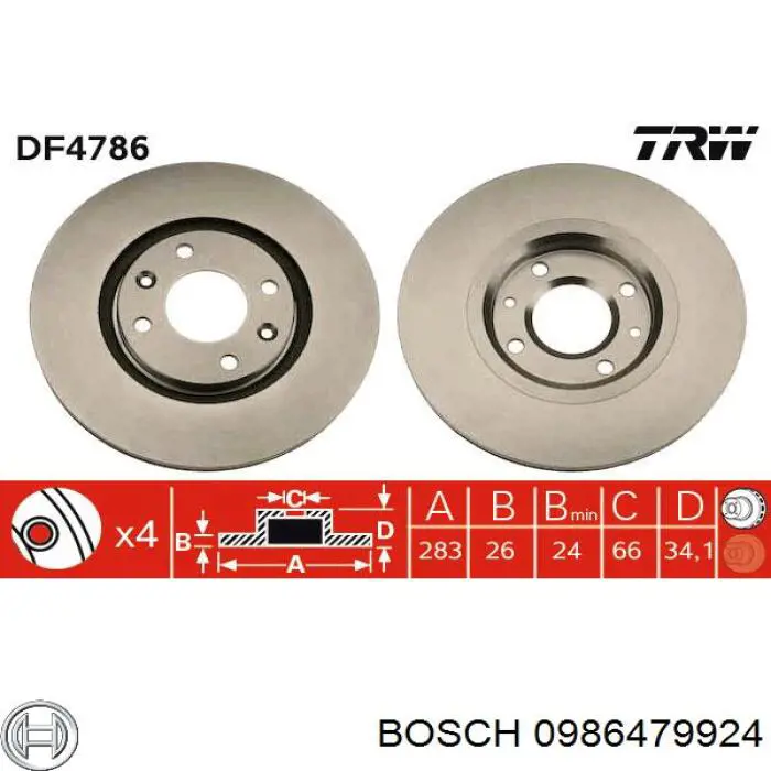 Freno de disco delantero Citroen C4 UD