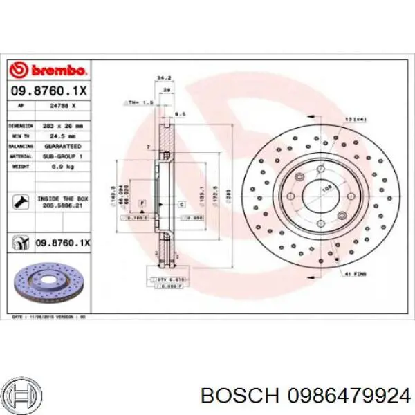 Freno de disco delantero Citroen C4 UD