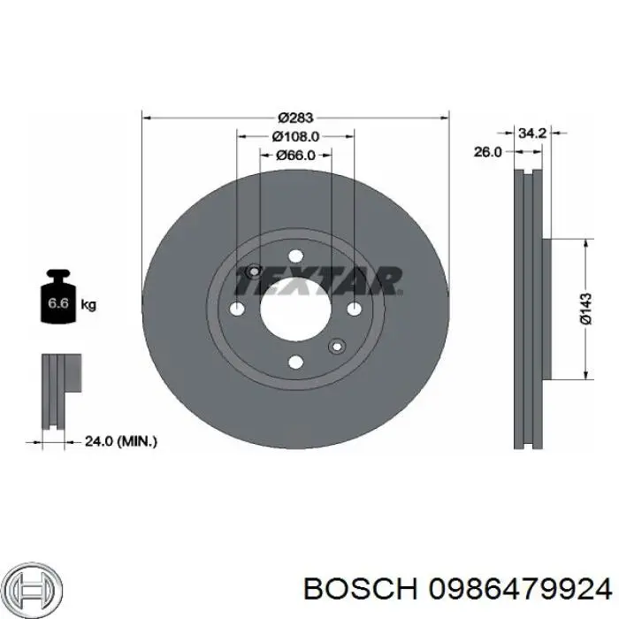 Freno de disco delantero Citroen C4 UD