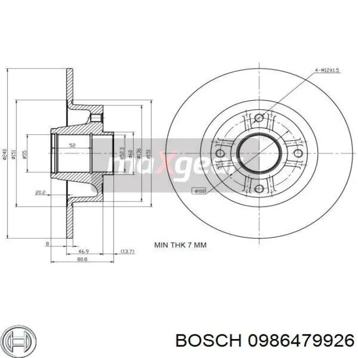 Disco de freno trasero Alfa Romeo 33 905