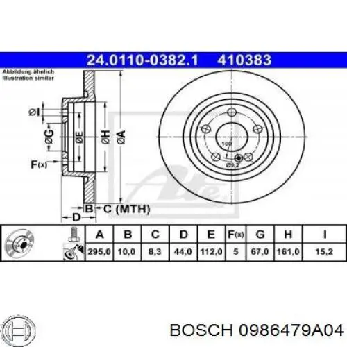 0986479A04 Bosch disco de freno trasero