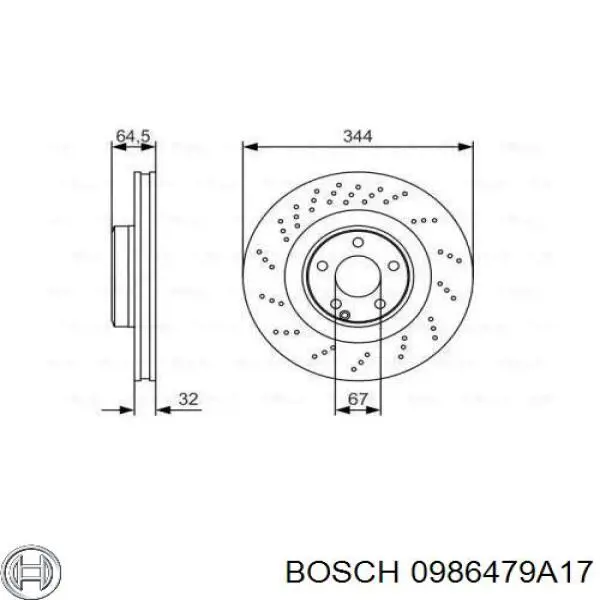 0986479A17 Bosch disco de freno delantero