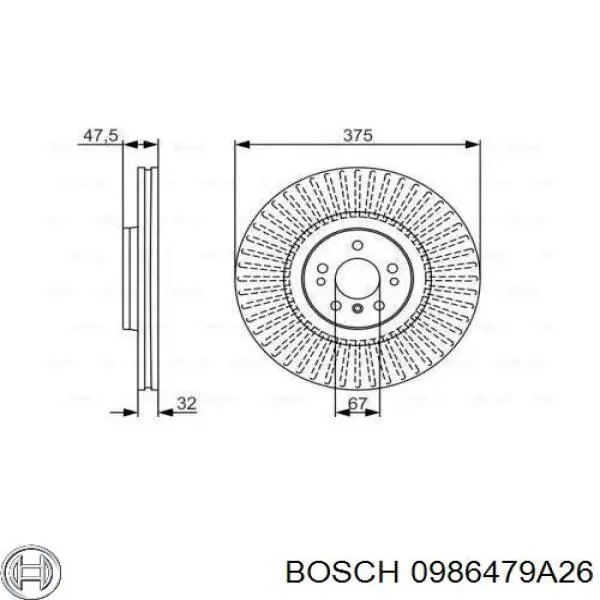 0986479A26 Bosch freno de disco delantero