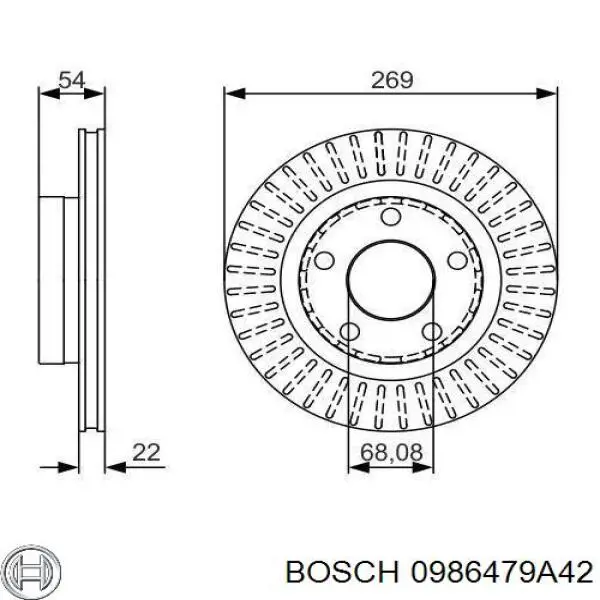 0986479A42 Bosch disco de freno trasero