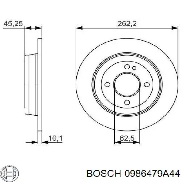 0986479A44 Bosch disco de freno trasero