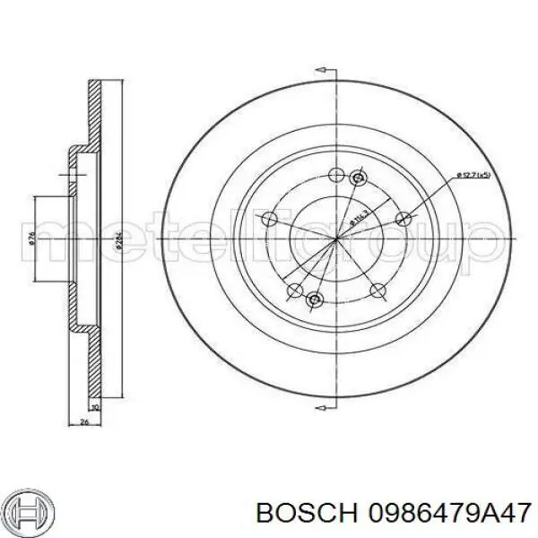 0 986 479 A47 Bosch disco de freno trasero