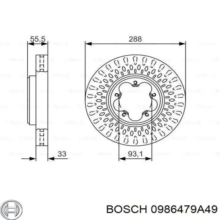 0986479A49 Bosch disco de freno delantero