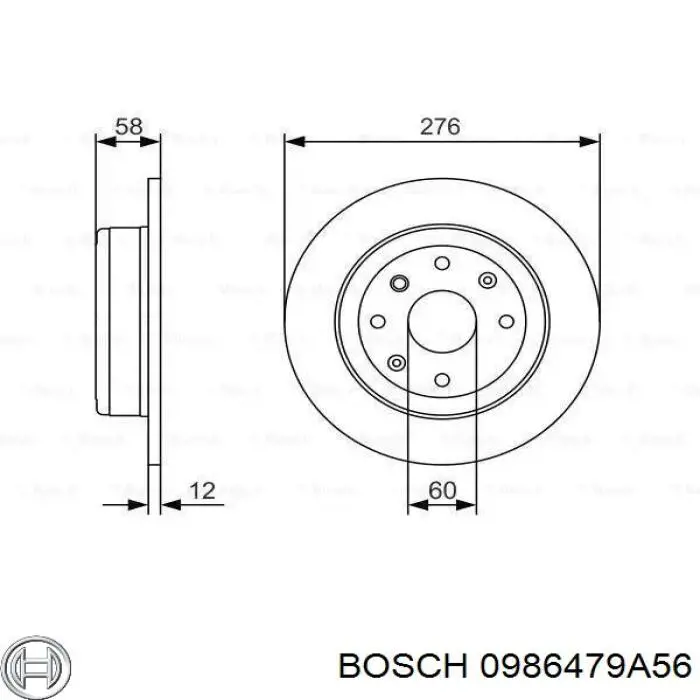 Comprar 0986479A56 Bosch Disco de freno trasero