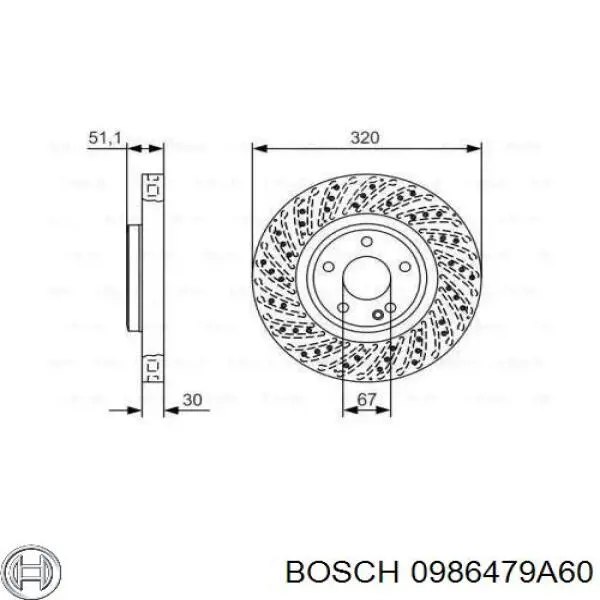 0986479A60 Bosch disco de freno delantero