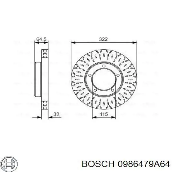 0986479A64 Bosch disco de freno delantero
