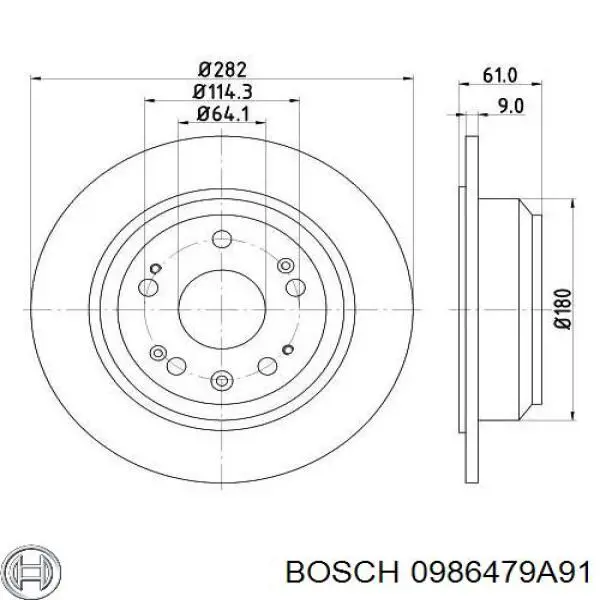 0986479A91 Bosch disco de freno trasero