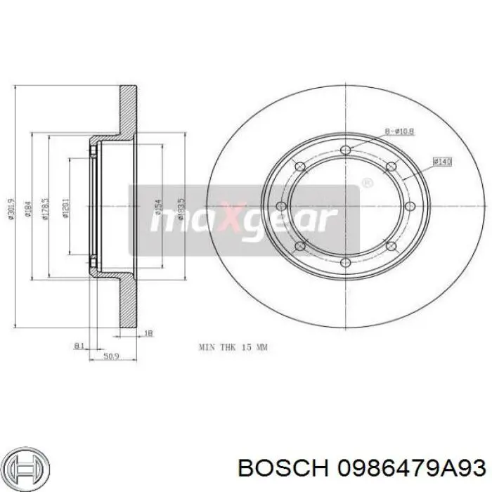 Comprar 0986479A93 Bosch Disco de freno trasero