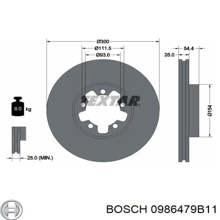 0 986 479 B11 Bosch disco de freno delantero