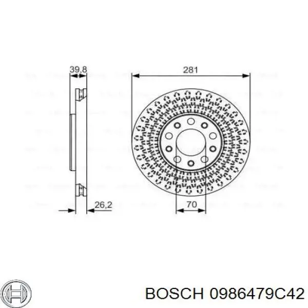 0986479C42 Bosch disco de freno delantero