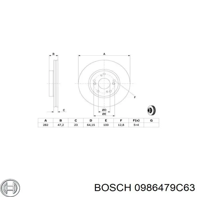 0986479C63 Bosch disco de freno trasero