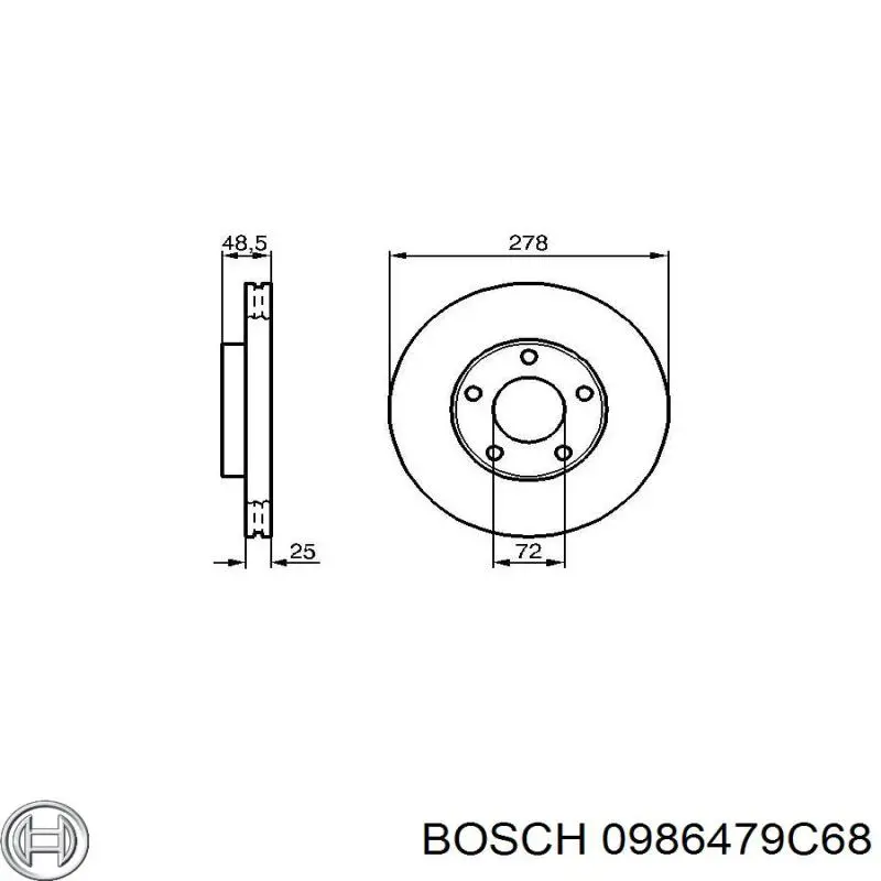 0 986 479 C68 Bosch disco de freno delantero