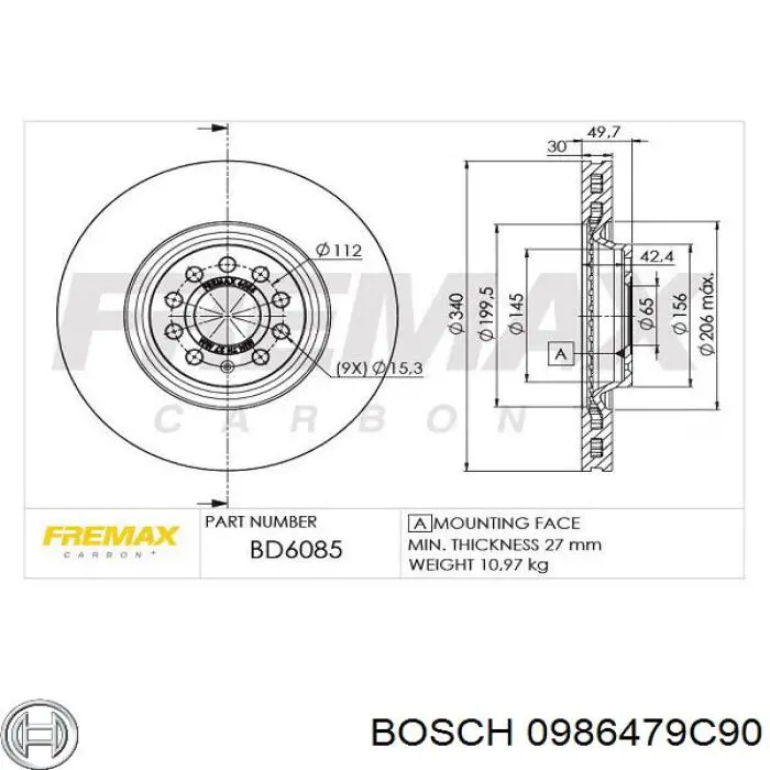 Frenos delanteros Bosch 0986479C90 precio, desde 73,27 EUR