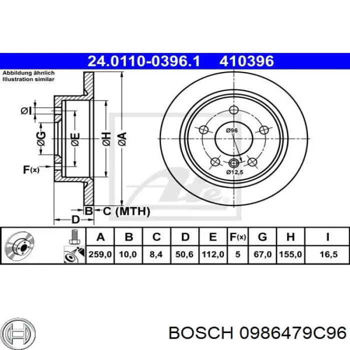 Disco de freno trasero MINI Cooper F57
