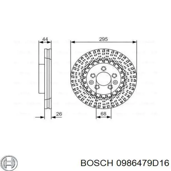 0986479D16 Bosch disco de freno delantero