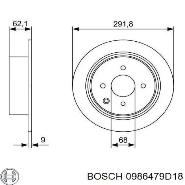 0 986 479 D18 Bosch disco de freno trasero