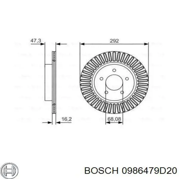 0986479D20 Bosch disco de freno trasero
