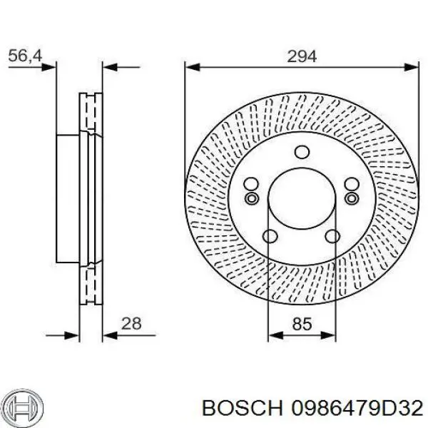 0986479D32 Bosch freno de disco delantero