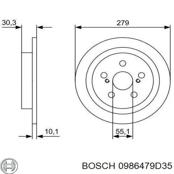 0986479D35 Bosch disco de freno trasero