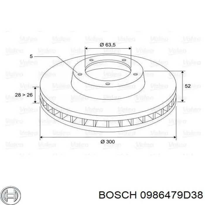 0986479D38 Bosch disco de freno delantero