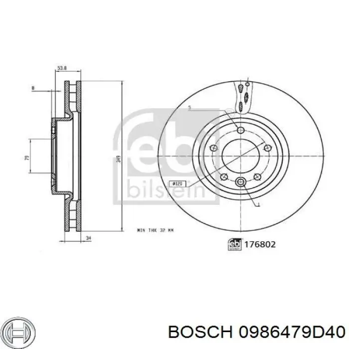 Comprar 0986479D40 Bosch Freno de disco delantero