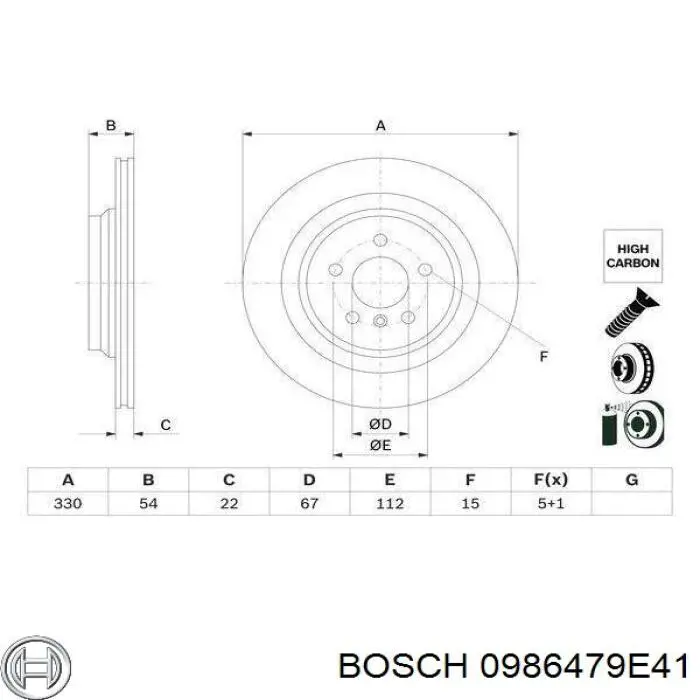 0986479E41 Bosch disco de freno trasero