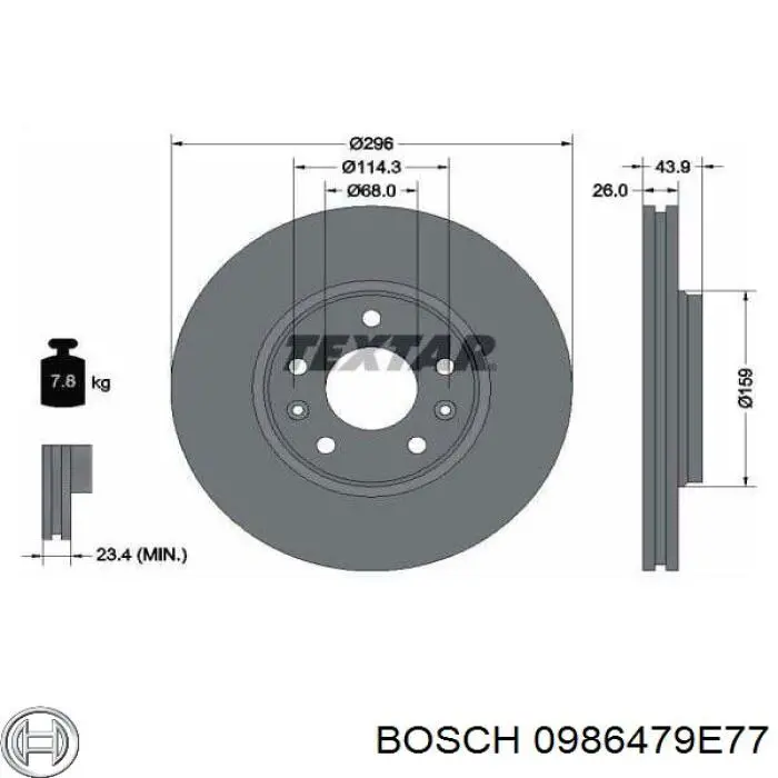 0 986 479 E77 Bosch disco de freno delantero