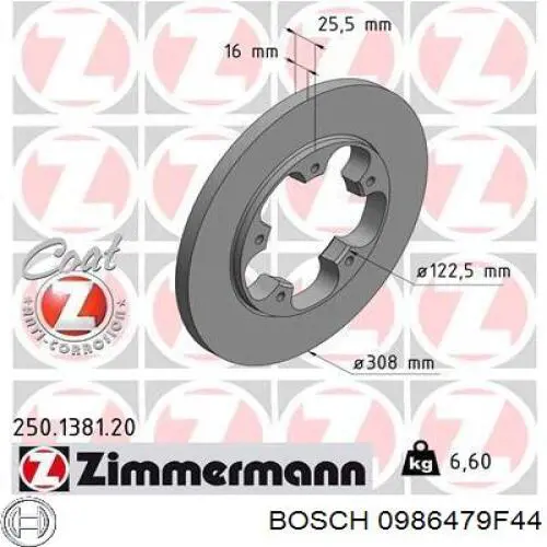 Disco de freno trasero Bosch 0986479F44 precio, desde 45,04 EUR