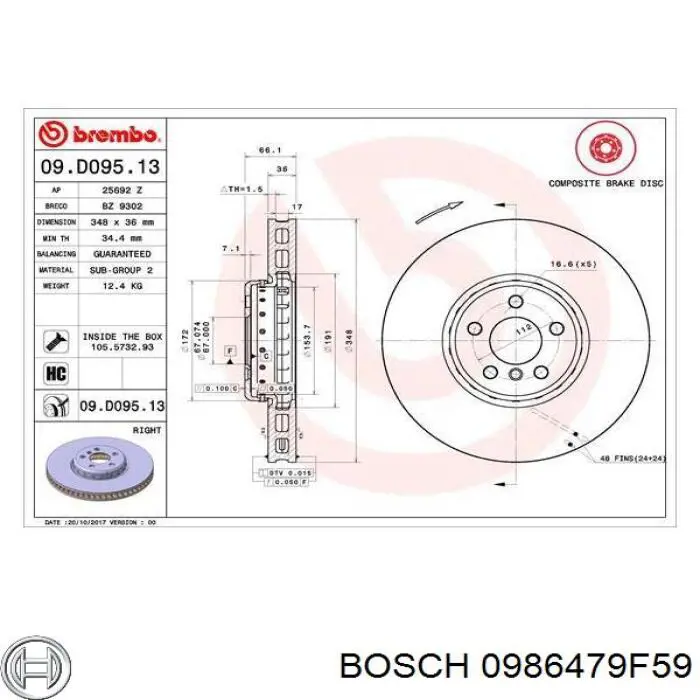 Frenos delanteros Bosch 0986479F59 precio, desde 162,87 EUR