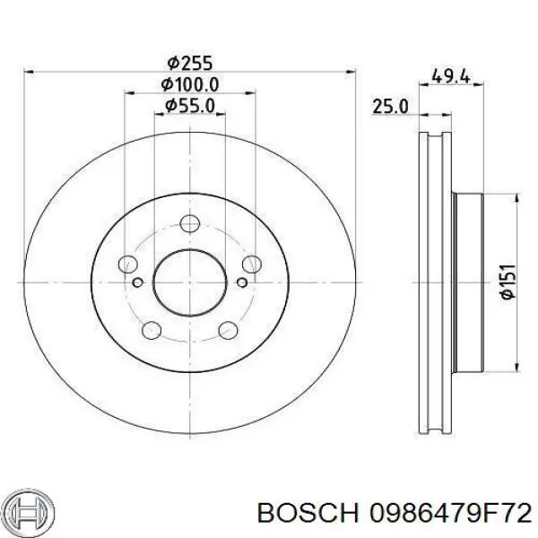 0986479F72 Bosch disco de freno delantero
