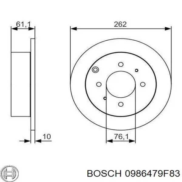0986479F83 Bosch Freno de disco trasero