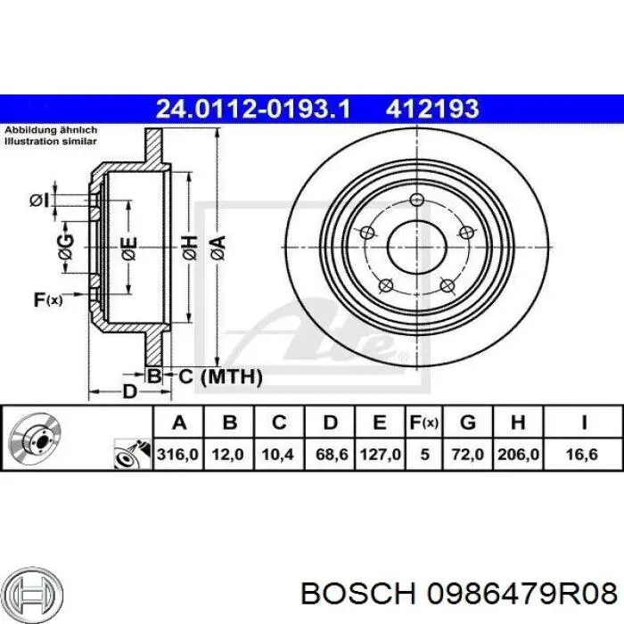 Comprar 0986479R08 Bosch Disco de freno trasero