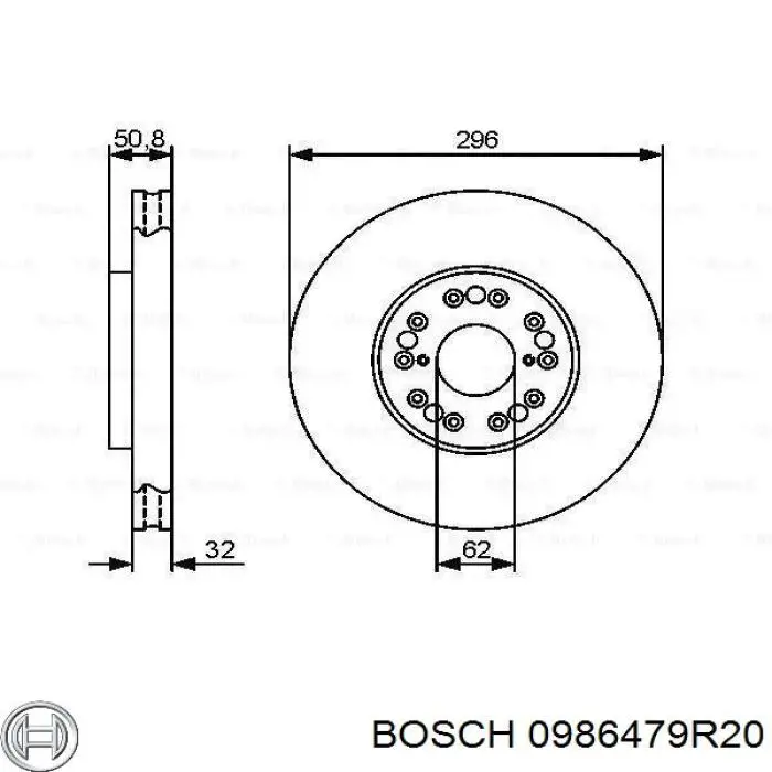 0986479R20 Bosch freno de disco delantero