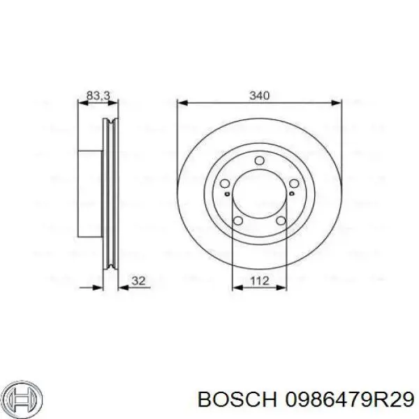 0986479R29 Bosch disco de freno delantero
