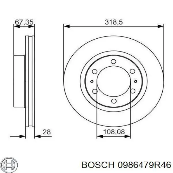 0986479R46 Bosch disco de freno delantero
