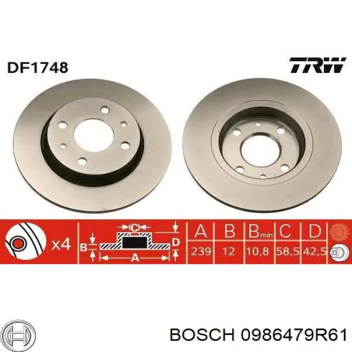 0986479R61 Bosch Discos