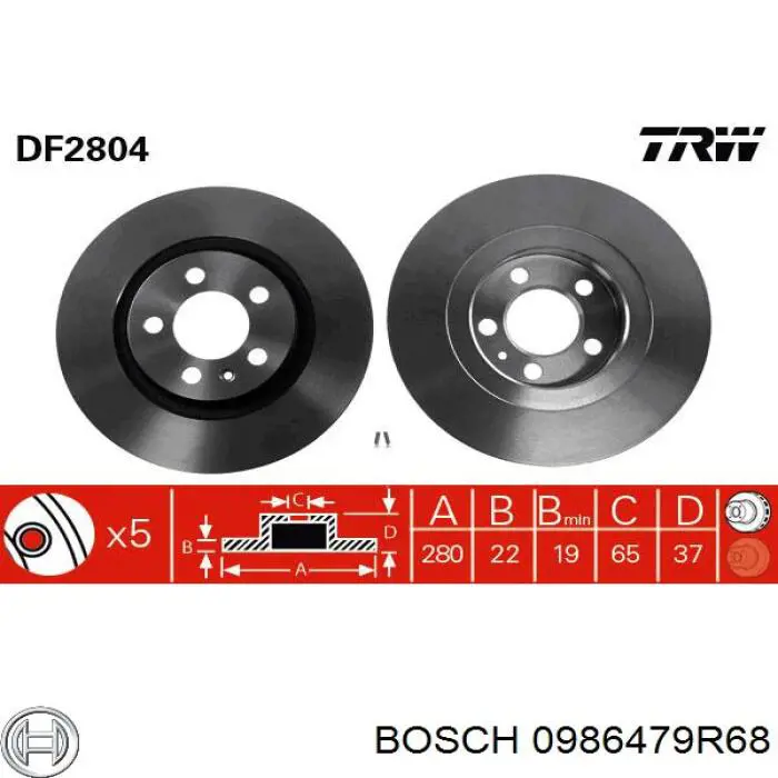 Frenos delanteros Bosch 0986479R68 precio, desde 27,95 EUR