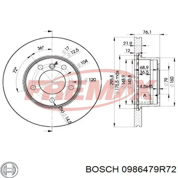 Comprar 0986479R72 Bosch Freno de disco delantero