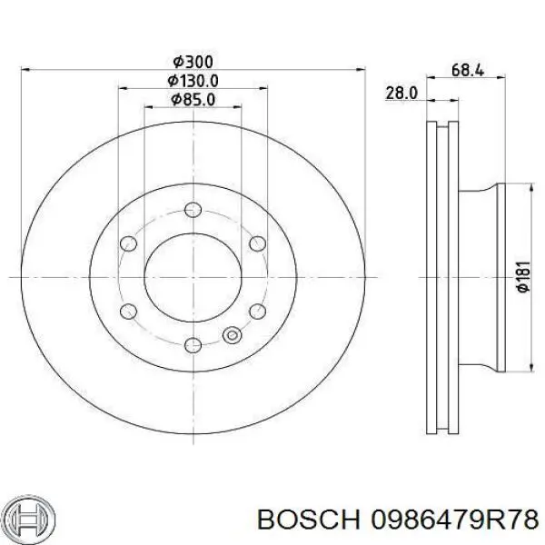 Comprar 0986479R78 Bosch Freno de disco delantero