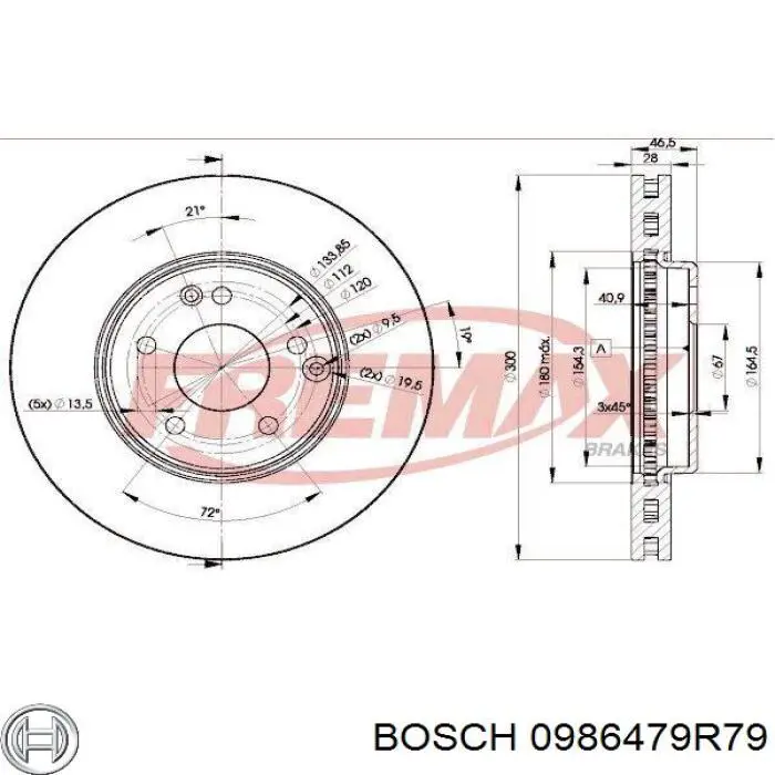Comprar 0986479R79 Bosch Freno de disco delantero