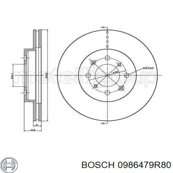 0986479R80 Bosch disco de freno delantero